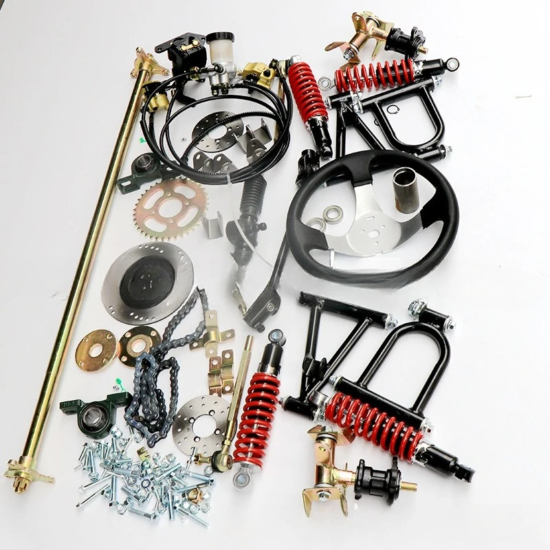 DIY homemade four-wheel accessories, modified kart front and rear suspension steering kit, one drag and three brakes