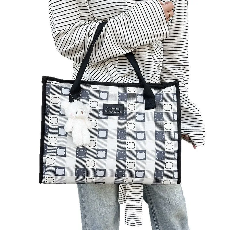 

Модная и модная ручная сумка-тоут большой вместимости с цветными блоками, ручная сумка-ведро для поездок на работу, универсальная сумка через плечо