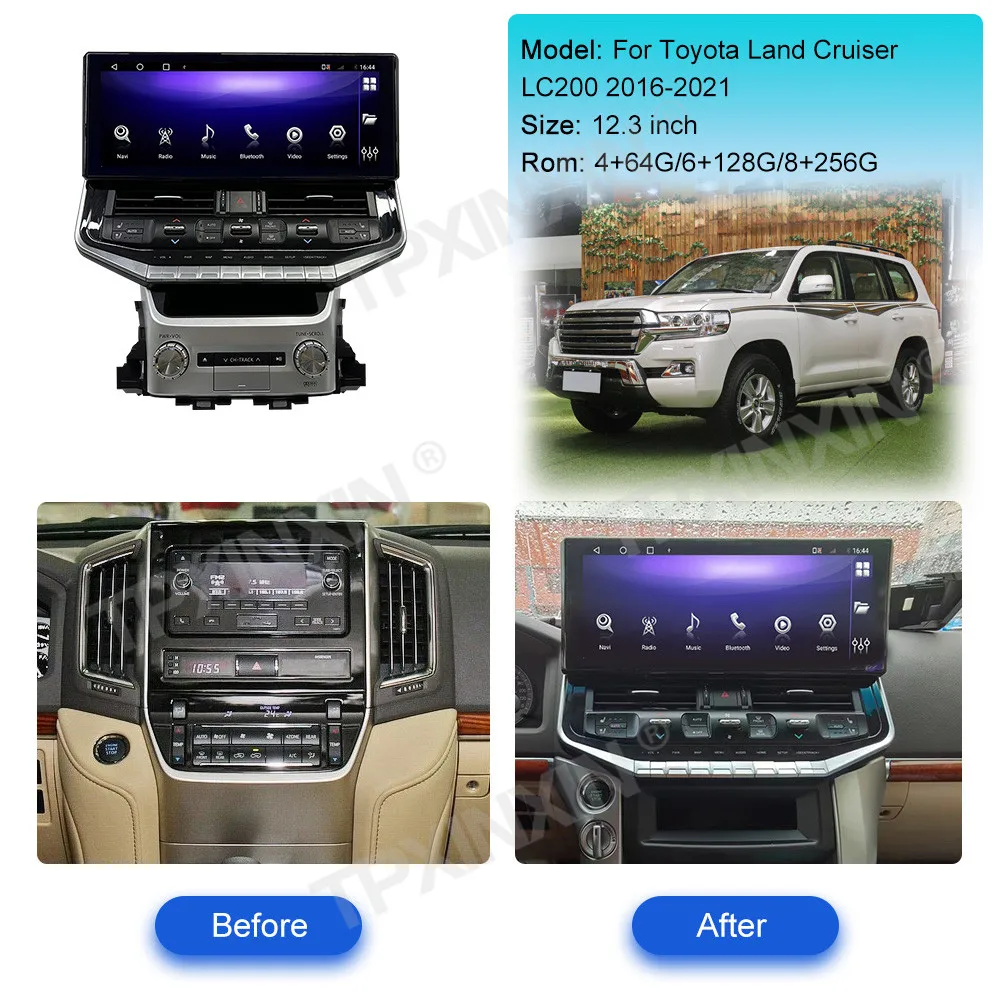 For Toyota Land Cruiser LC200 LC300 2016 - 2023 Android Car Radio 2Din Stereo Receiver Autoradio Multimedia Player GPS Navi Unit