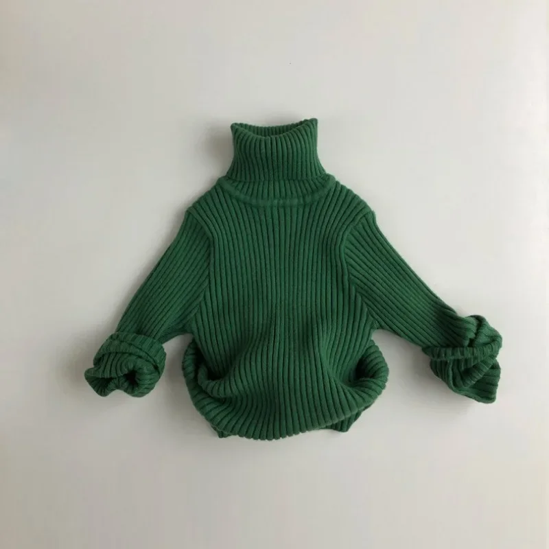 7859 Children Sweaters High Collar Knitted Pullover 2023 Autumn Winter Baby Boy's Sweater Cotton 1-9Year Girl Knitted Sweater