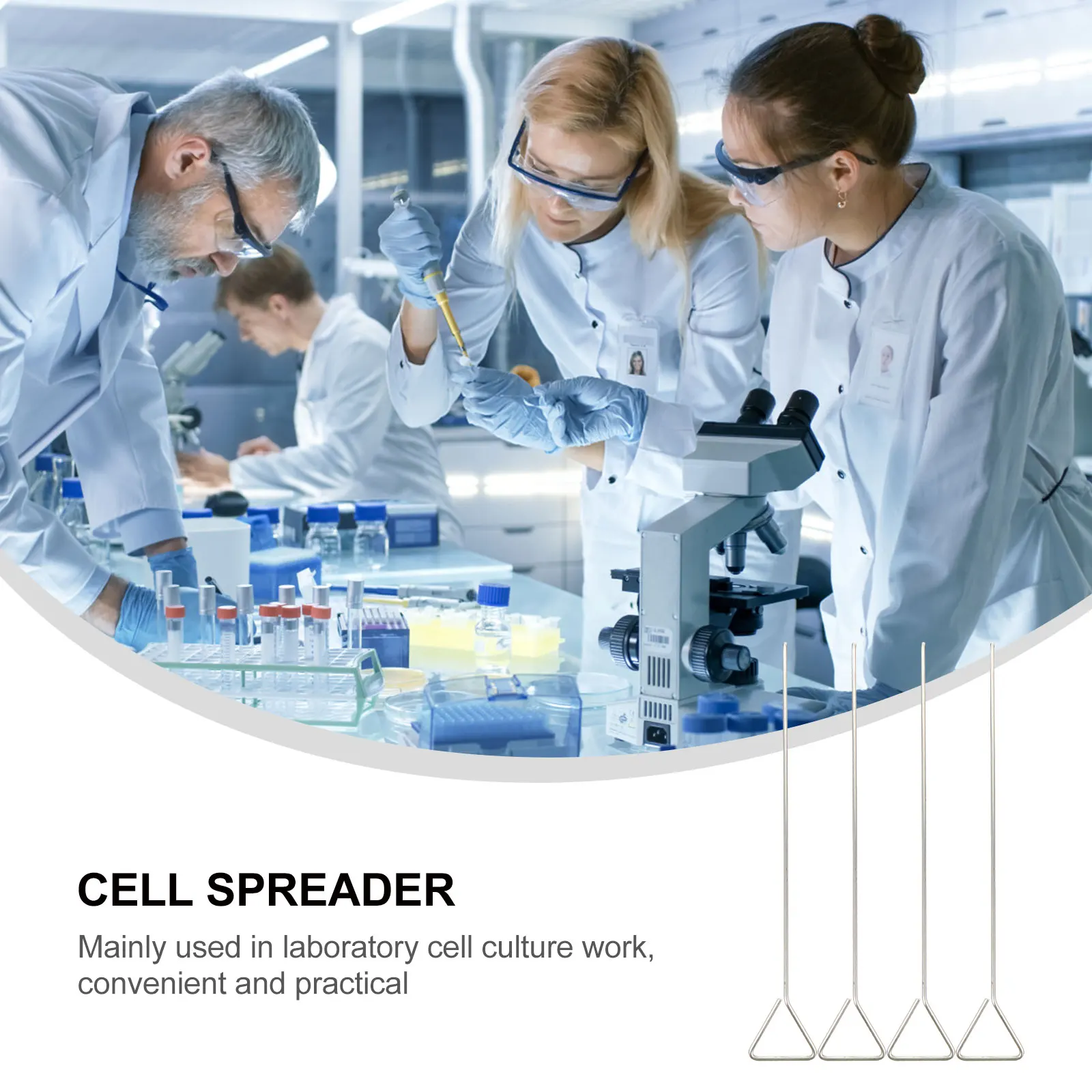 

4pcs Stainless Steel Cell Professional Laboratory Spreading Metal For Uniform Coating Cell Culture