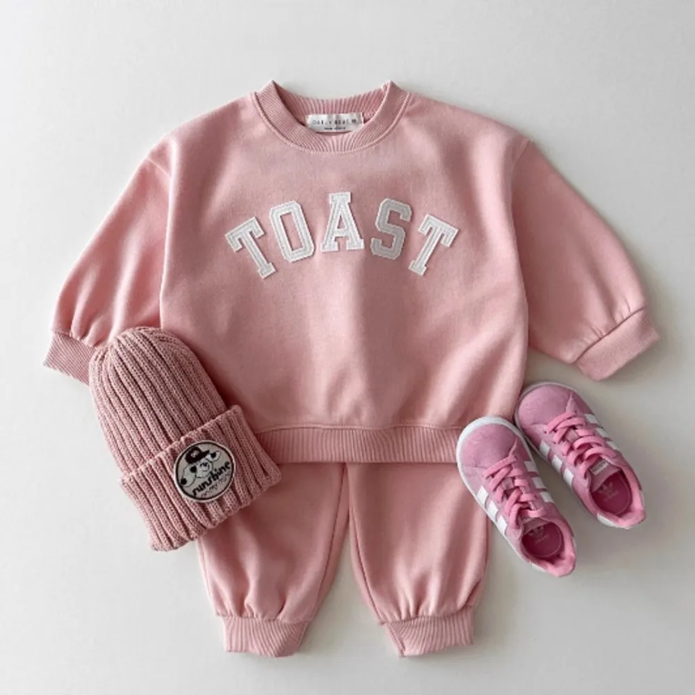 

2025 Autumn New Children Long Sleeve Clothes Set Boys Girls Casual Letter Sweatshirt + Pants 2pcs Suit Cotton Kids Sports Set