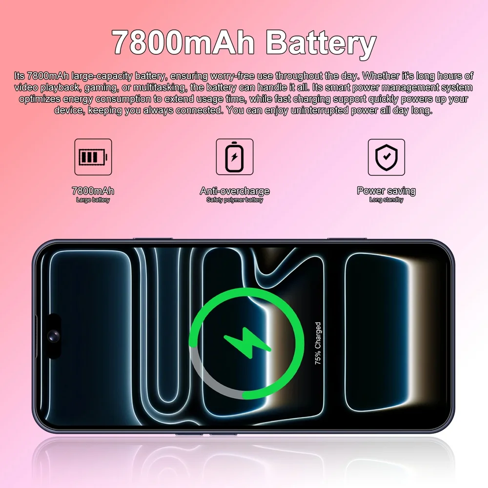 K-Touch Smartphone For A17 Pro Max 5G Dual Sim Mobile Phones 22G+2TB 7.3inch Cell Phone Face ID Unlocked 7800mAh Battery 16+48MP Cellphones