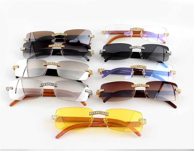 Kenbo Vintage Mode Neue Marke Randlose Strass Sonnenbrille Beliebte Diamant Metall Männer Frauen Luxus Design Sonnenbrille Unisex – Detail 1
