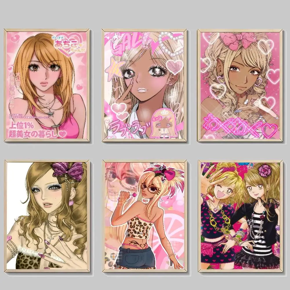 Anime G-Gyaru Gyaru Girls Whitepaper Poster Wasserfester Papieraufkleber Kaffeehaus Bar Ästhetische Kunst Wandmalerei