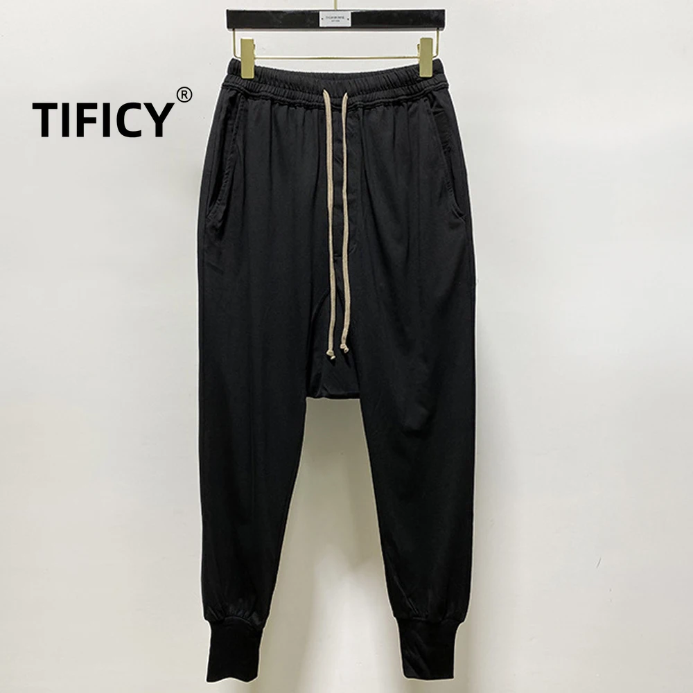 High Street Cotton Pant Cansual Men's Versatile Dark RICK RO Casual Harem Loose Pants Hanging Crotch Sweatwear Long Pants