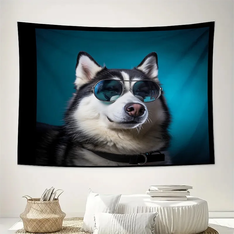 Dog Tapestry Wall Hanging Cool Husky Decor Room Aesthetic Home Decor Anime Tapestry Bedroom Decor Japanese Tapestry Living Room