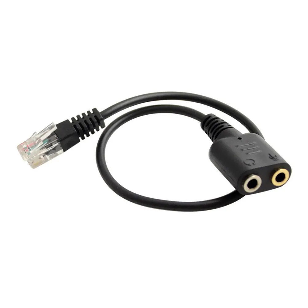 Headset Converter Dual 3.5mm Jack to Rj9 Modular Plug Adapter Cable for Pc Telephone Communication Headset Converter 3.5 to Rj9