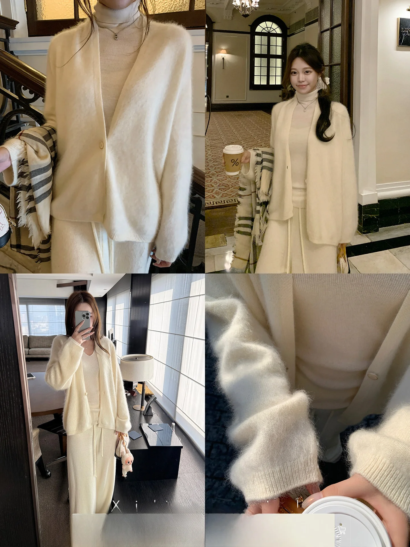 

Xzichic Women's V-Ne Knitted Sweater 00% Wool Fce Trim Open Cardigan Autumn Winter Faion Commute Sle Long Sve