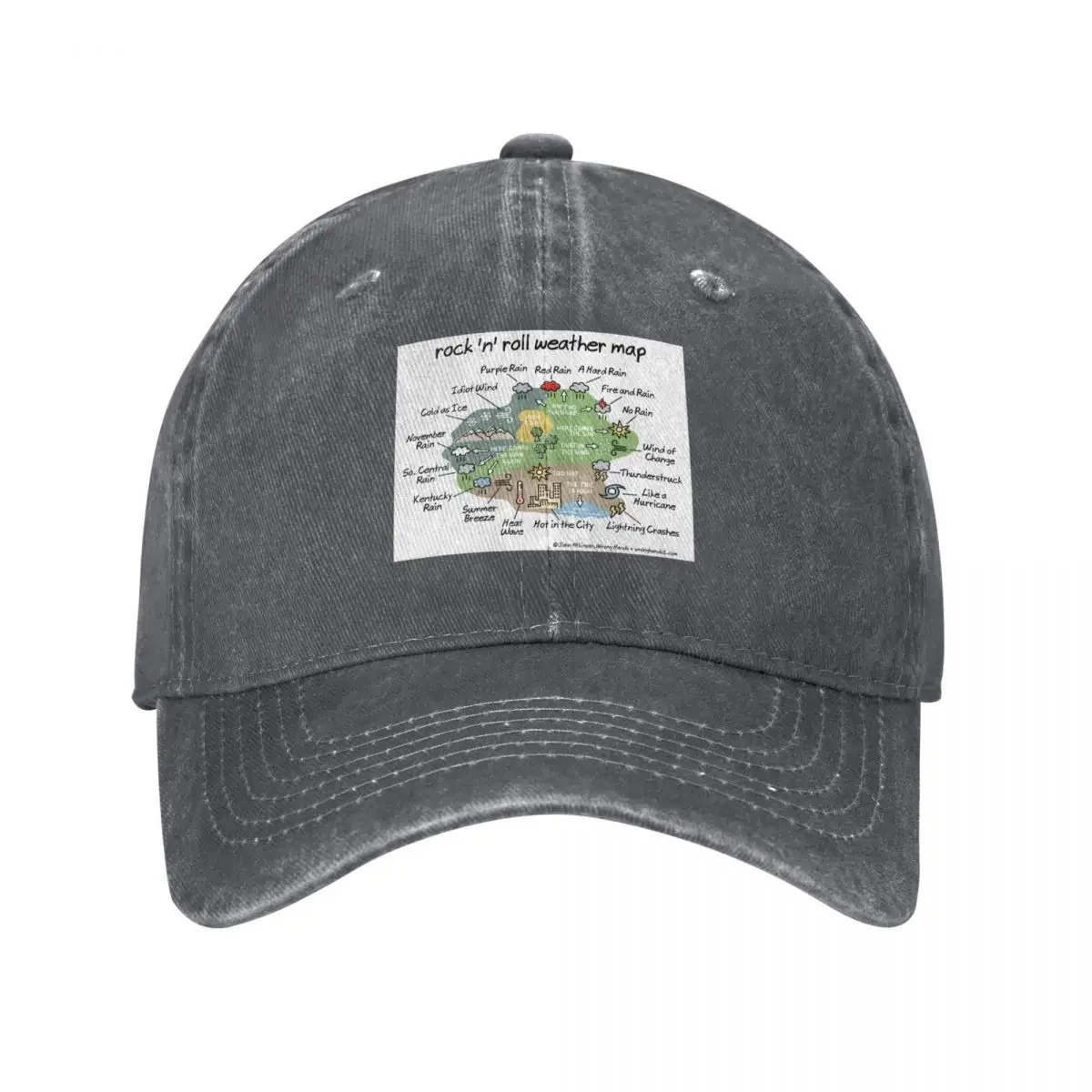 rock 'n' roll weather map Baseball Cap hard hat sun hat funny hat Mens Caps Women's