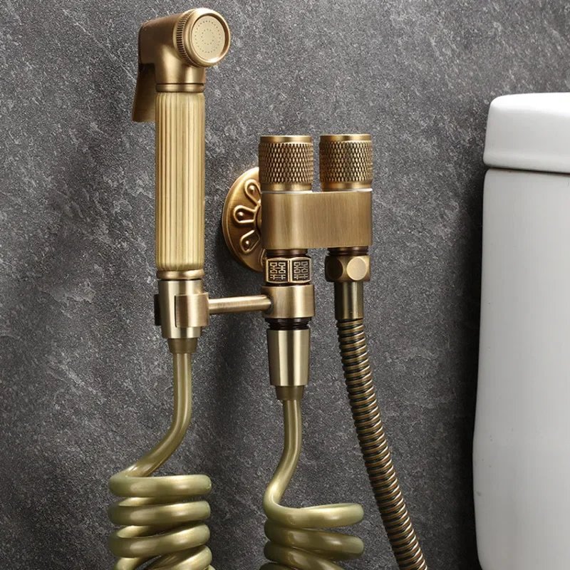 앤티크 변기 스프레이건 세트, 내부 가압 깍지, 황동 분무기, 강력한 얼룩 제거 건, 고압 욕실 청소