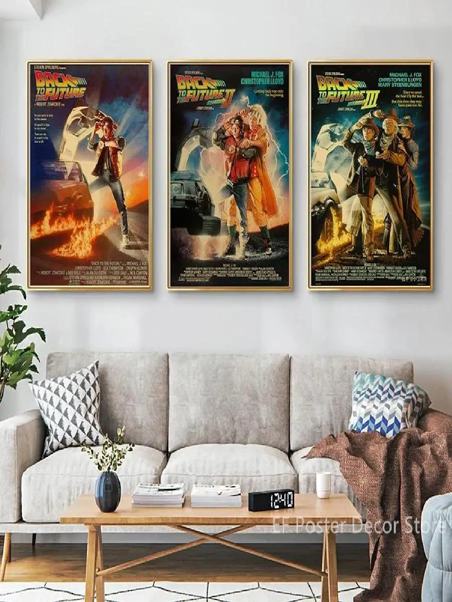 خمر العودة إلى المستقبل الفيلم المشارك الفيلم الكلاسيكي الفن يطبع للمنزل غرفة السينما ديكور ريترو كرافت ورقة جدار الصورة