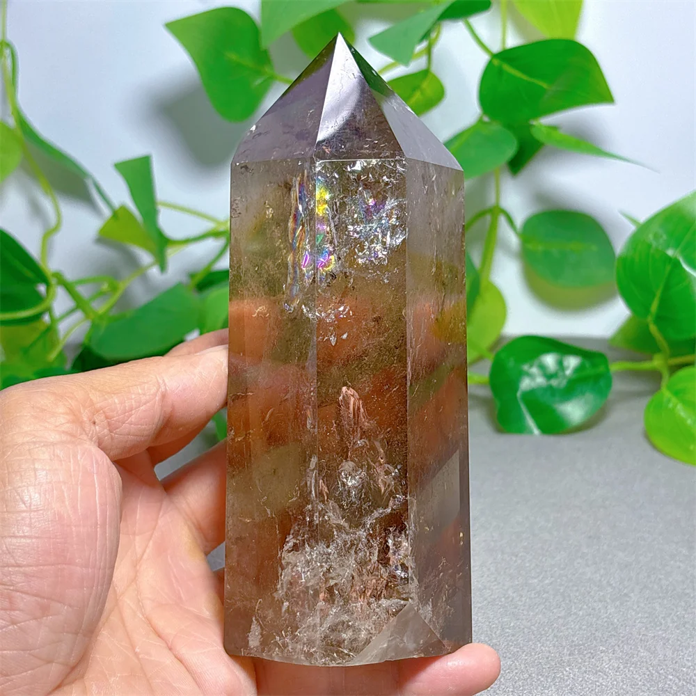 Rainbow Smokey Tower Crystal Natural Stone Quartz Stone Minerals Home Decoration Reiki Mightiness Energy Healing Luck Love Wand