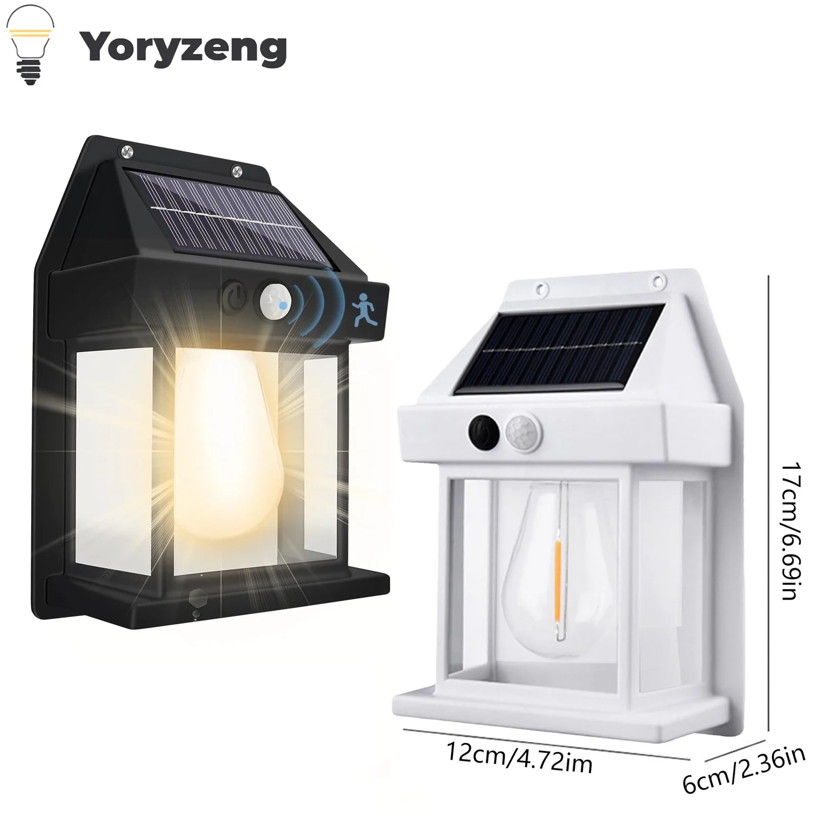 

Outdoor Solar Tungsten LED Wall Light Motion Sensor Lamp Waterproof LED Safety Light for Patio Outdoor Deck Porch Barn Garage