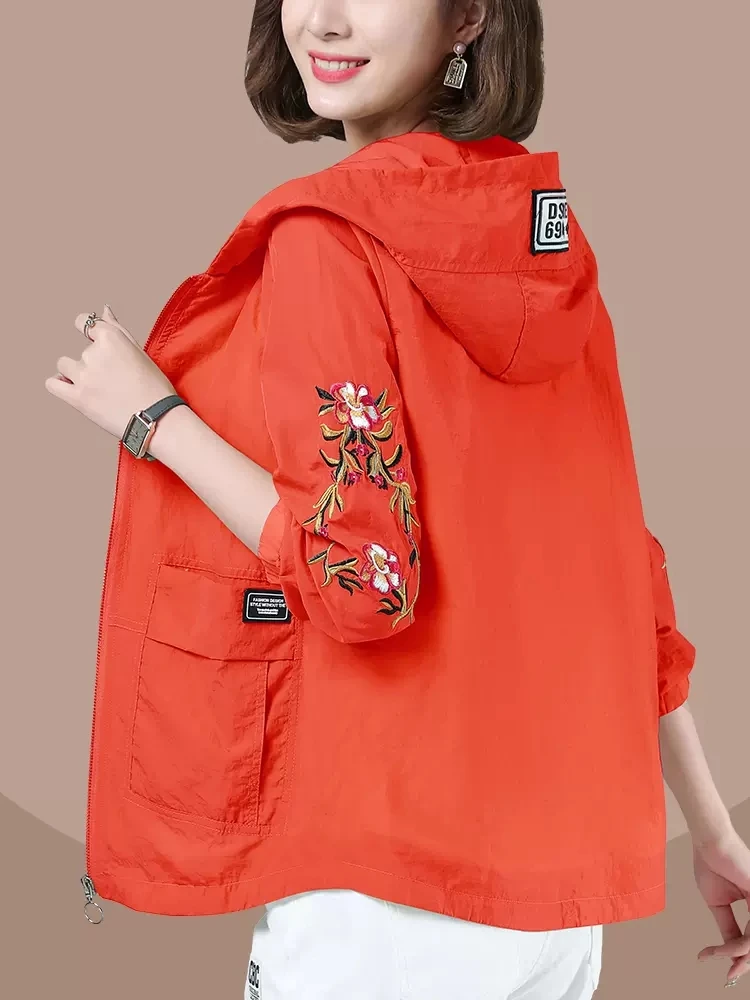 

Весенне-летняя женская свободная повседневная куртка, дышащая модная верхняя одежда, топ для мам, солнцезащитная одежда из полиэстеровой ткани