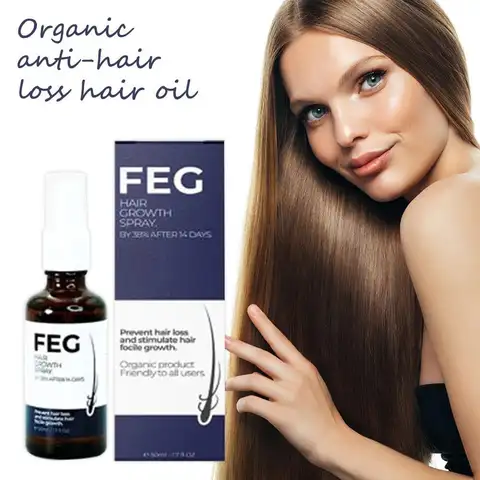 FEG Precent 탈모를 위한 50mL 헤어 오일 스프레이는 더 길고 두껍고 건강한 헤어 케어를 위해 모발 Focile 성장을 자극합니다.