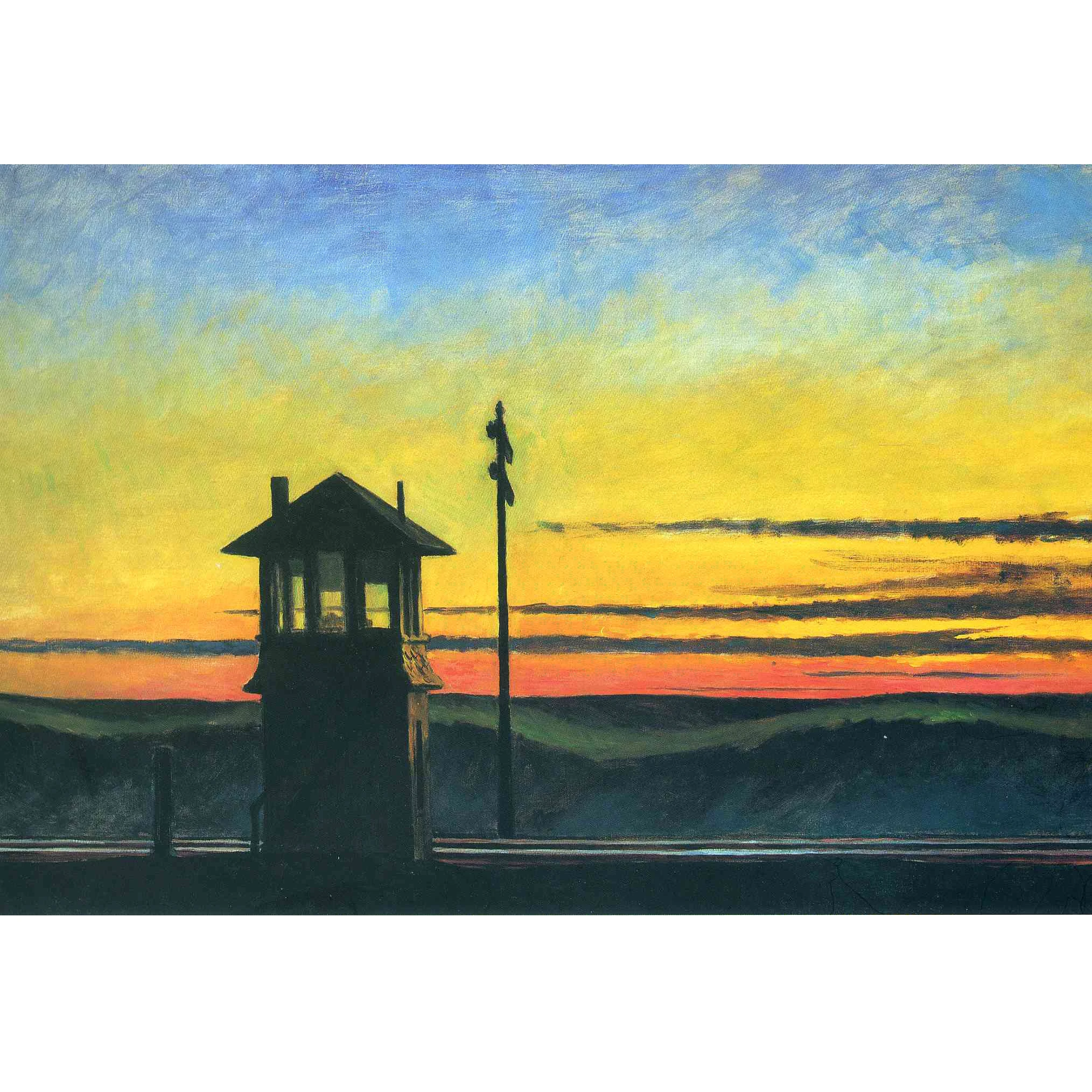 Landscape art canvas,Railroad Sunset by Edward Hopper,Hand painted famous painting replica,Modern art home wall decor picture