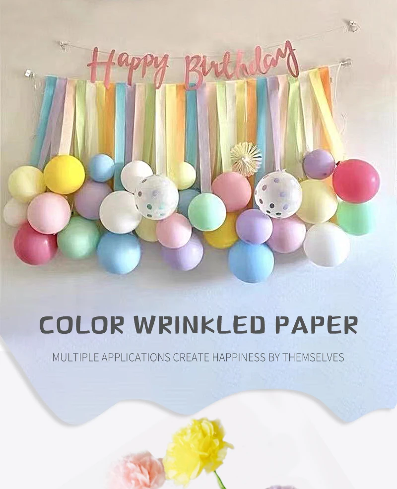 3-teiliges Set Regenbogen-Krepppapier-Girlanden für Hochzeit Geburtstagsfeier Hintergrunddekoration Bunte Papier-Krepp-Girlanden Dekorationsbänder – Detail 1