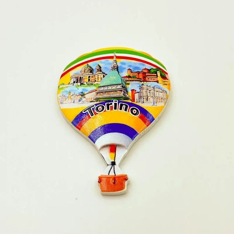 

3D Resin Fridge Magnets Italy Turin (Torino) Landmarks Hot Air Balloon Souvenir Decoración Hogar Aimants Frigo Room Decorations