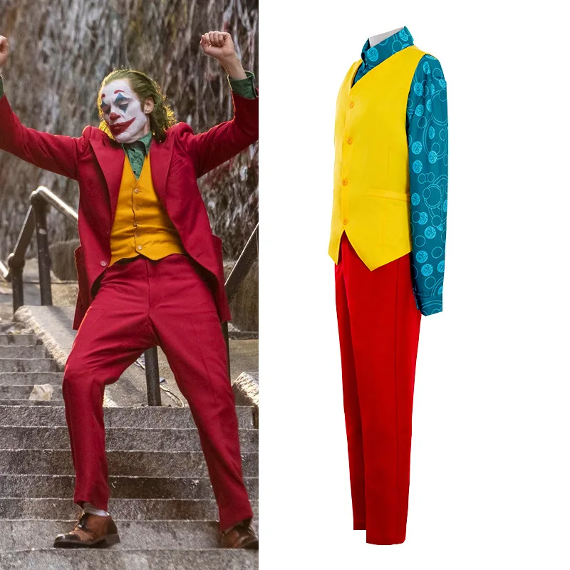 Same style movie Clown movie cosplay red suit set halloween costume  stage costumes set of 4 pieces (coat+vest+shirt+pants)