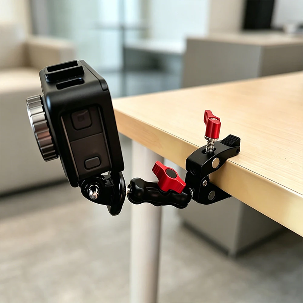 360° Rotatable Magic Arm Bracket 1/4 Screw Converter 17mm Ball Head Swivel Joint for Tripod Phone Holder Camera Fill Light GoPro view 6