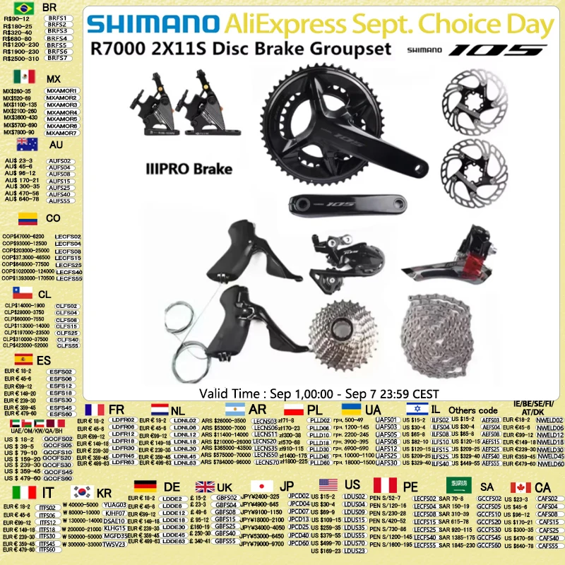 Shimano 105 R7000 2x11s Groupset IIIPRO Brake Mechanical Disc Brake R7100 Crankset Cassette Derailleur Road Bike Bicycle Group