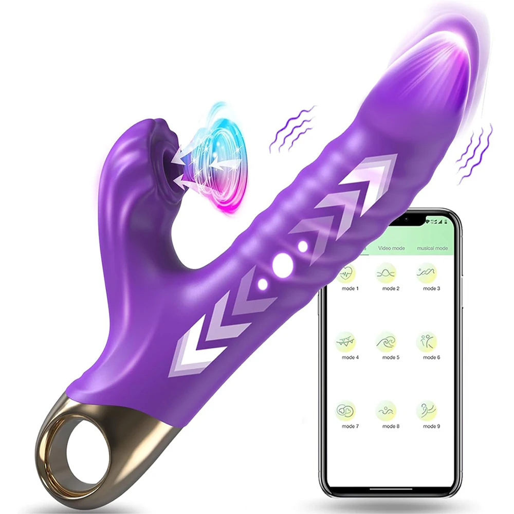 Dildo Telescopic Vibrator Clitoris Sucking Adult Women Sex Toy APP Vibrator Vagina Massage Wand Thrusting Vibrating Erotic Toys