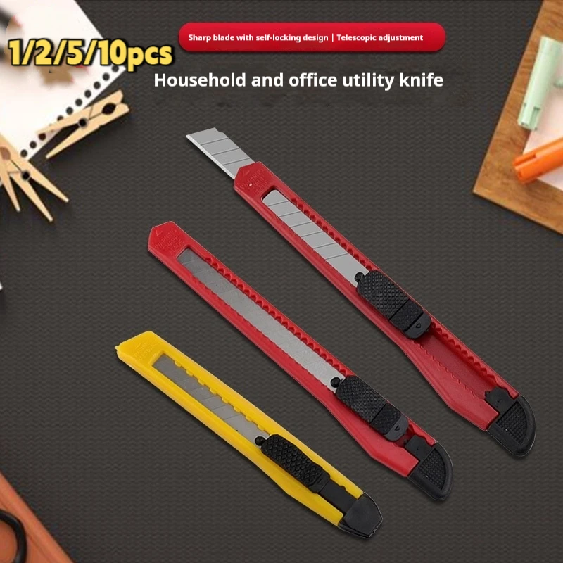 Bulk Pack Retractable Utility Knife Self-Locking Box Cutter for Office And Home Paper Cutting Art Projects - 1/2/5/10 Pieces