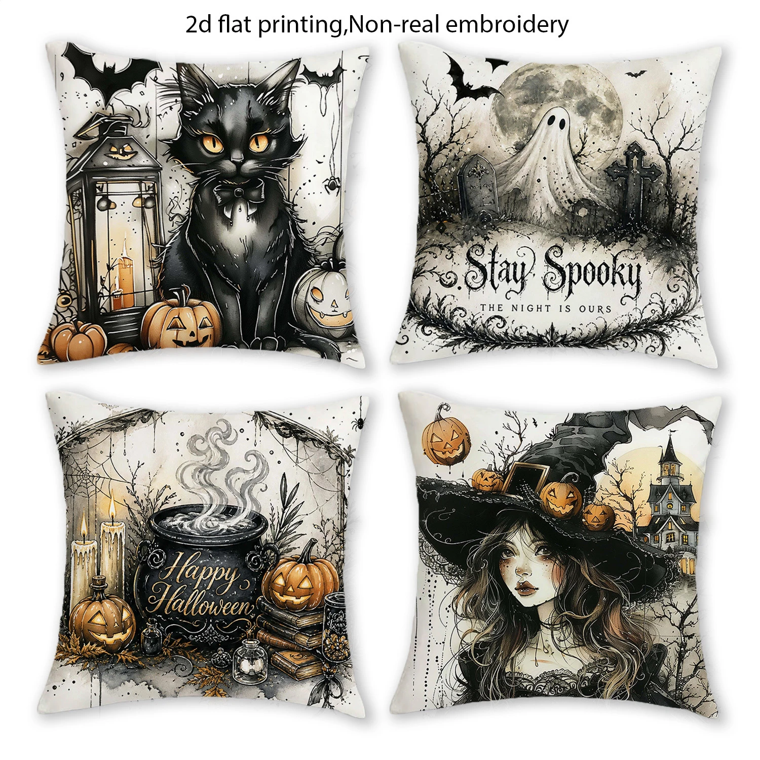 4PCS Fall Watercolor Maple Leaves Throw Pillow Covers, Autumn Rustic Farmhouse Decorative Cushion Cases for Sofa Couch Bed
