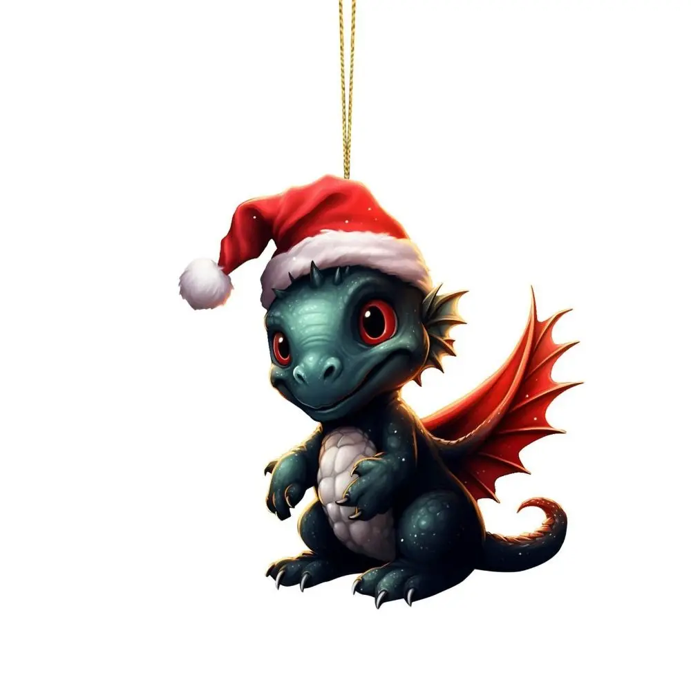 

2D Acrylic Dragon Pendant Acrylic Cartoon Dragon Egg Car ornaments Eye-Catching Flying Dragon Xmas Dinosaur Keychain