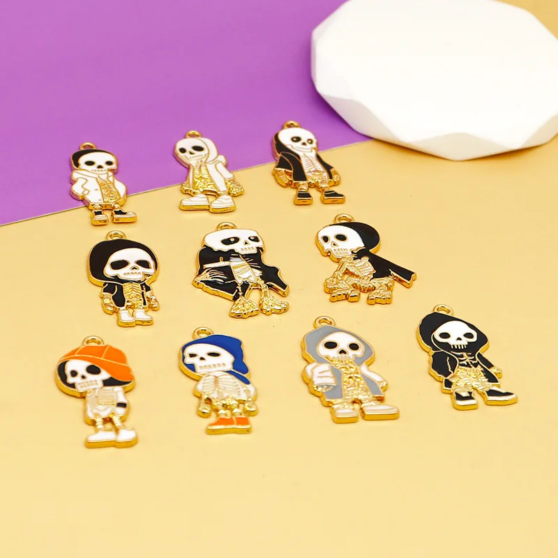 20 Pcs/lot Fashion Business Suit Skull Pendant Making Accessories Charms For Women, Earrings/Necklace Handmade DIY Jewelry