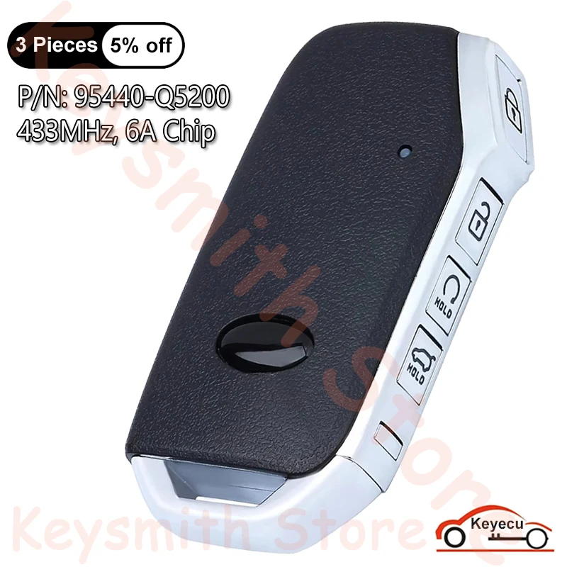 KEYECU 4 Buttons 433MHz 6A Chip for Kia Seltos 2019 2020 2021 2022 Auto Smart Remote Key Fob 95440-Q5200 FCC ID: NYOSYEC5FOB1907