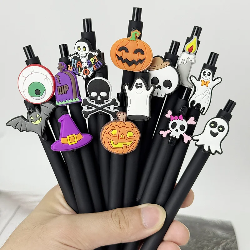 20/30pcs  Creative, simple, and cute Halloween ghost face themed retractable gel pen Random Color Campus Design Back-to-School S