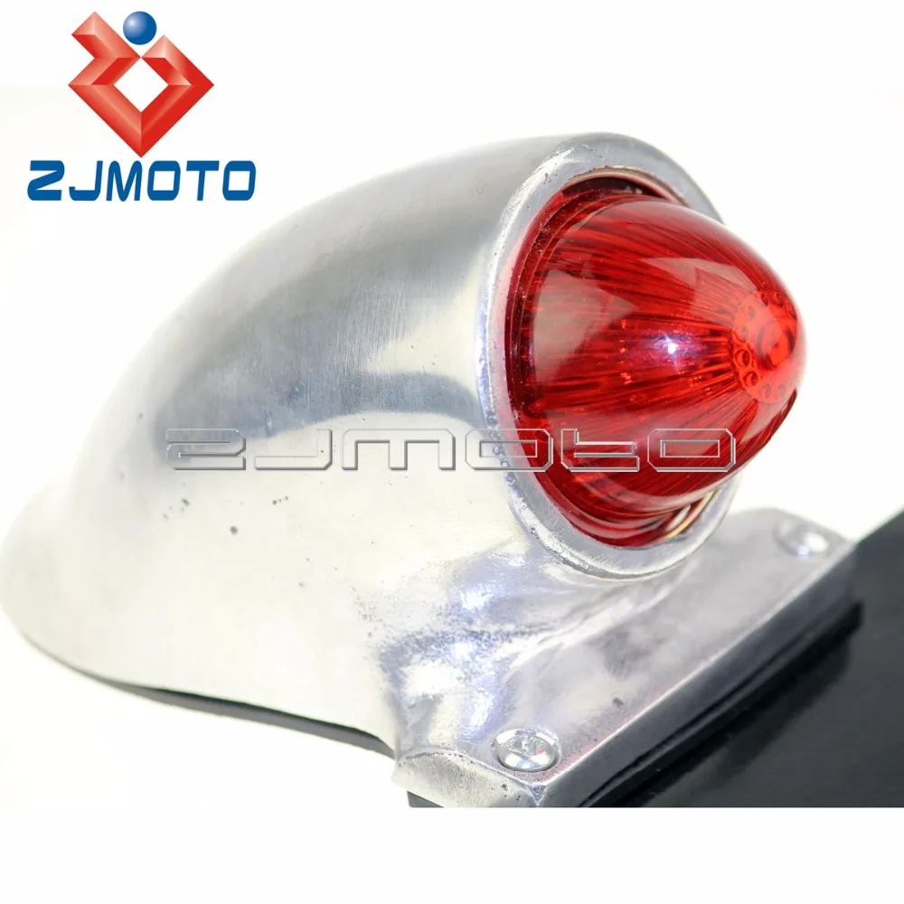 Universal Retro Motorcycle LED Tail Light W/ License Plate Bracket 12V Rear Brake Stop Lamp For Harley Bobber Chopper Cafe Racer