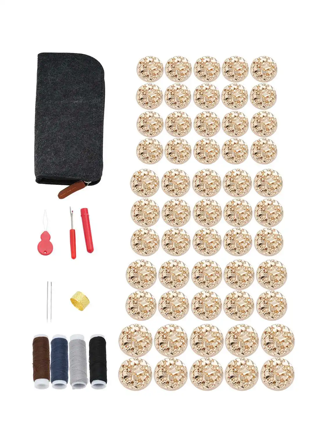 55個-ロット-ファッション-アシンメトリー-ポーカースーツ柄-ボタンキット-金メッキ-丸型縫製ボタン-diy服飾用