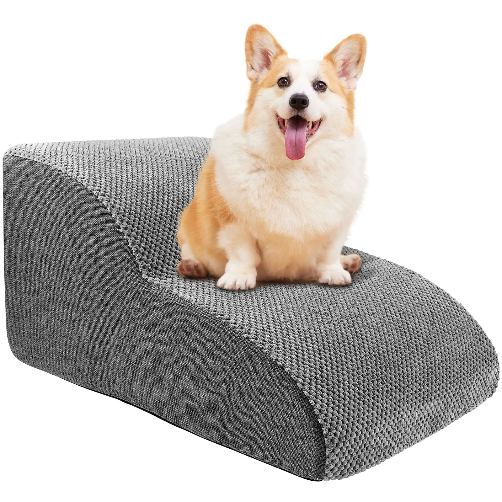 Curved Dog Stairs Ramp for High Beds and Sofa Climbing Pet Steps Nonslip Sponge Filling for Small Dogs and Cat