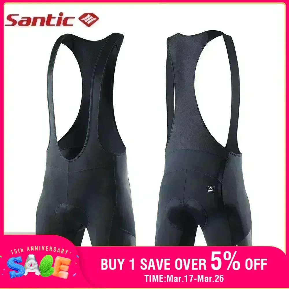 Santic Cycling Bib Shorts Mens 4D Padded Breathable Reflective Bicycle Half Pants Sunmer Mountain Road Bike Men Sports Tights