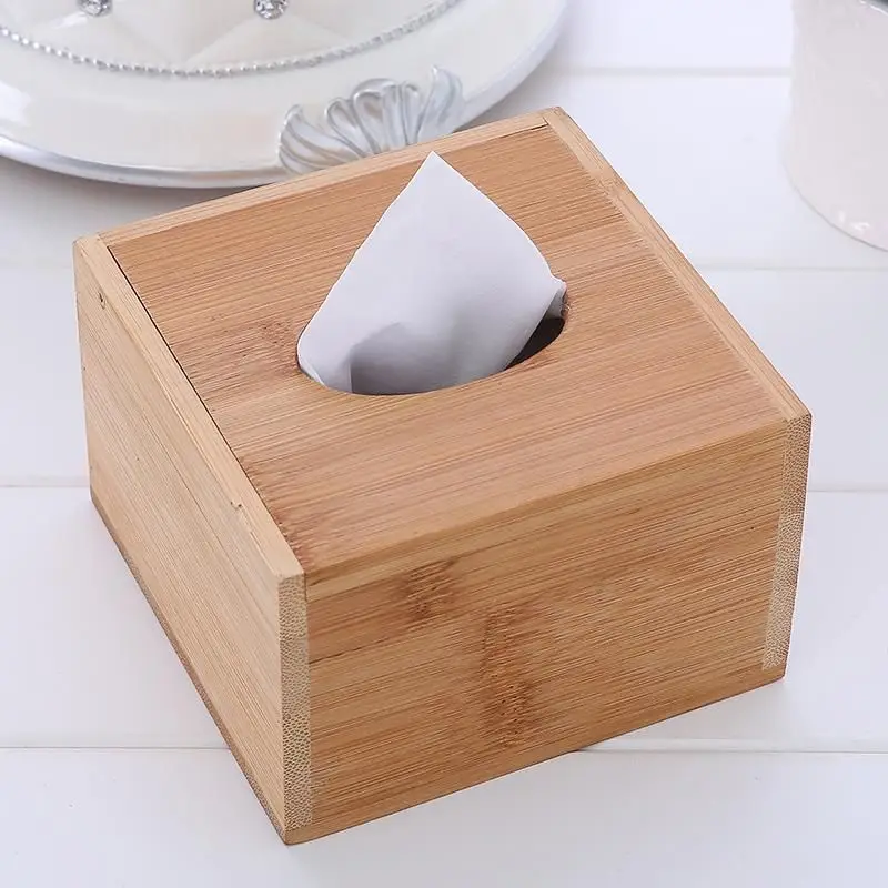 Spanish Multi Functional Bamboo Wooden Tissue Box Creative Living Room Home Storage Box Hotel Restaurant Paper Box Sorting