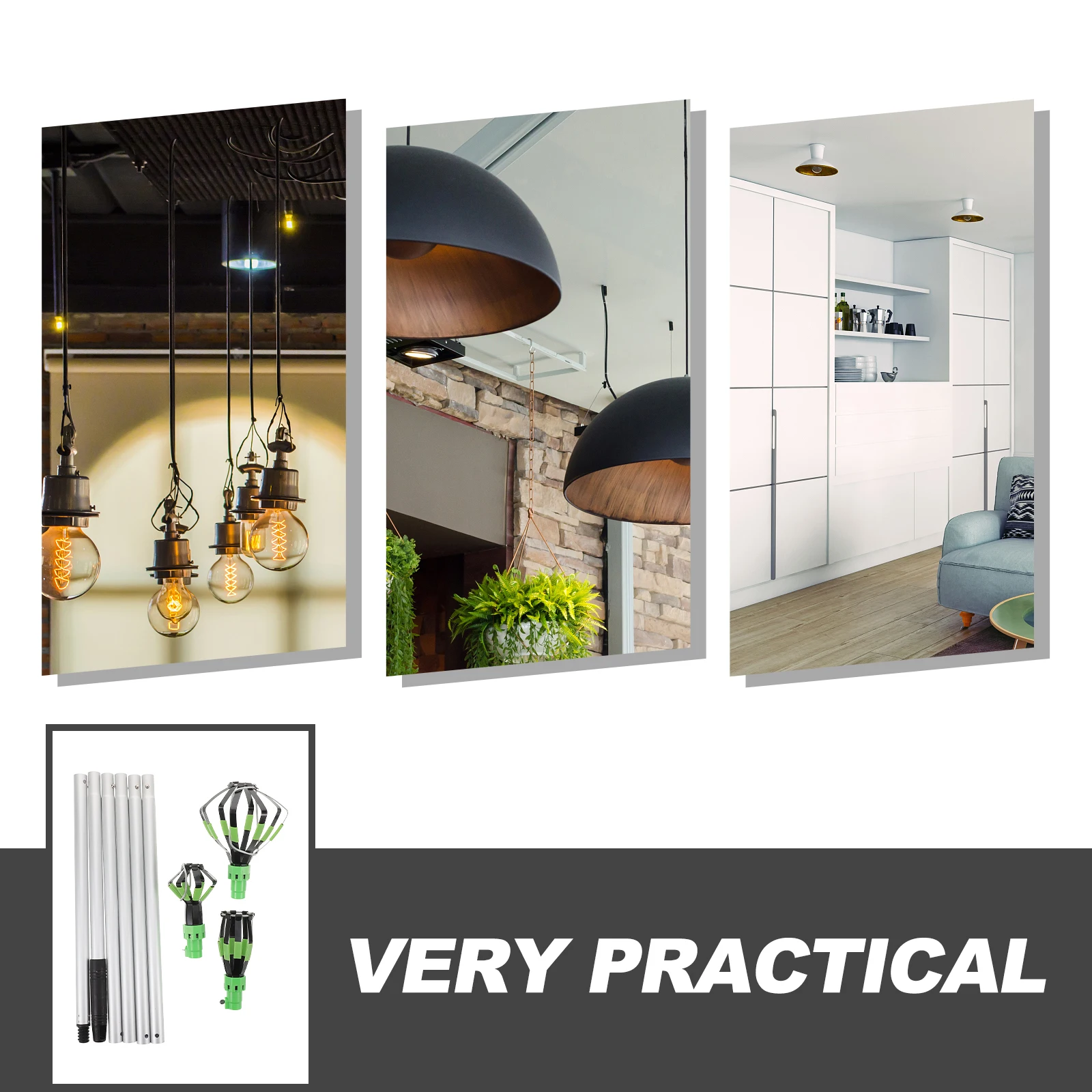 

1 set Light Changer Set High Reach Chrome Vanadium Steel Recessed Ceiling LED Light Bulb Changer For High Ceilings Flood