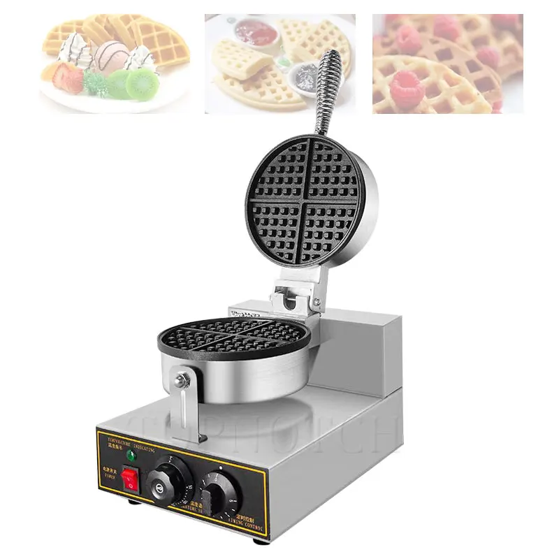 Mesin pembuat wafel elektrik pelat tunggal mesin pembuat kerucut es krim renyah peralatan dapur pembuat es krim kerucut