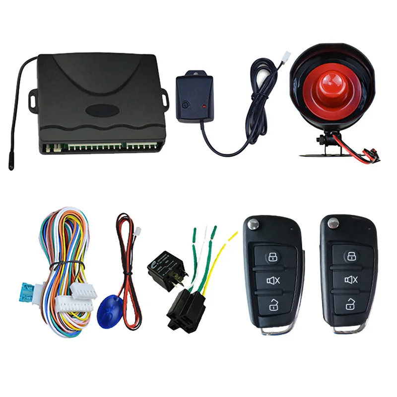 

Car Vehicle Security System Burglar Alarm Protection Anti-theft System 2 Remote Control with Siren Wiring Harness Dropshipping
