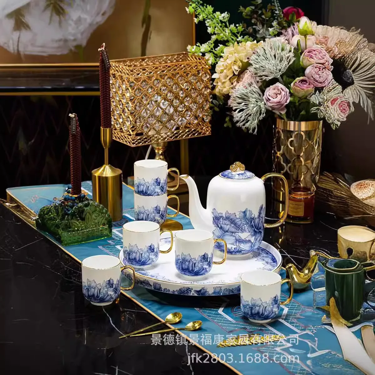 Jingdezhen high-temperature ceramic water set, European style tea set, water cup gift box, household wedding gift set