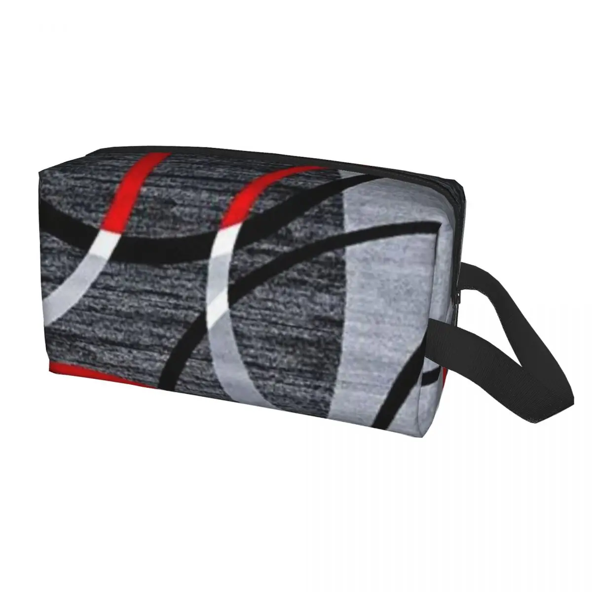 Custom Modern Abstract Gray Red Swirls Toiletry Bag for Geometric Pattern Cosmetic Makeup Lady Beauty Storage Dopp Kit Case