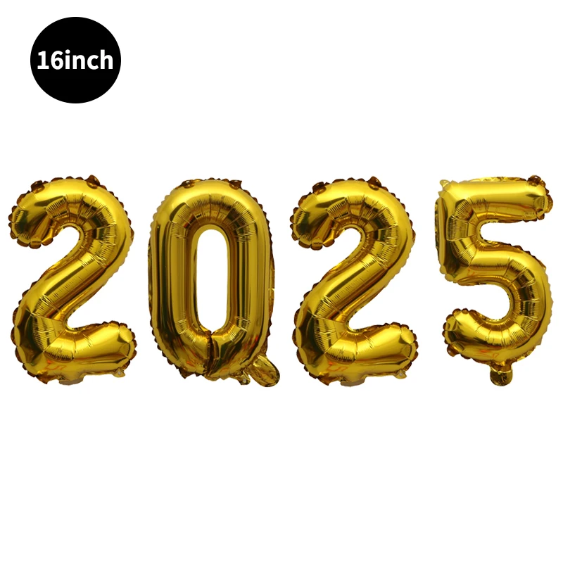 16/32/40inch Happy New Year 2025 Digital Aluminum Film Balloon Happy New Year Balloon Banner New Year\'s Eve Party Decoration Set