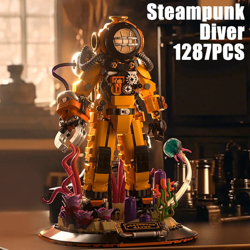 

1287PCS Steampunk Diver Building Blocks Toys Desktop Ornaments Model Small Particle Bricks Kids Adult Assembly Toys For Gifts