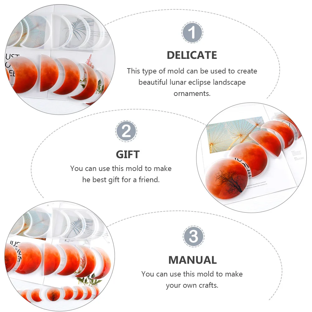 

2 Sets Eclipse Theme Diy Ornament Lunar Landscape Handicraft Silicone Easy Clean Flexible Transparent Craft Gift Space Diy Tool
