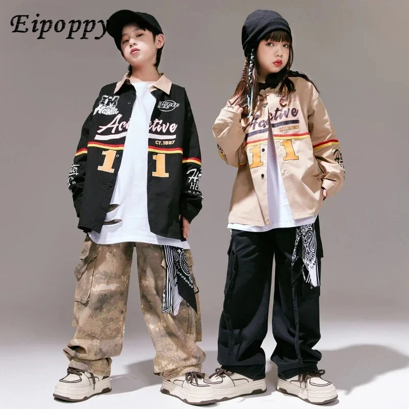 

Kids Street Dance Clothes Sets Boys Camouflage Cargo Pants Girls Streetwear