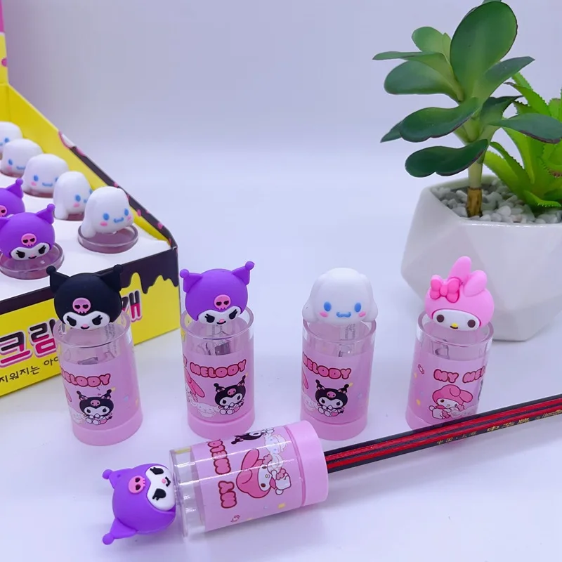 24Pcs Lovely Cartoon Single Hole Pencil Sharpener Student Simplicity Sharpener Children Originality Stationery Wholes