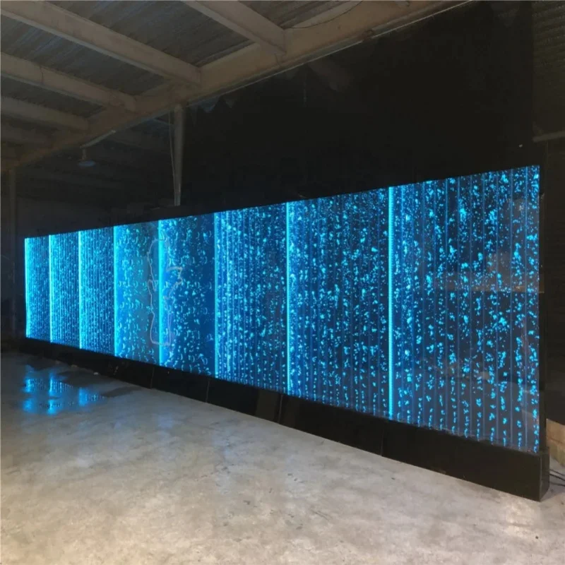 custom.Customized Movable Modern Acrylic LED Bubble Panel Wall Feature Fountain with RGB LED Lights Waterproof Home Decor