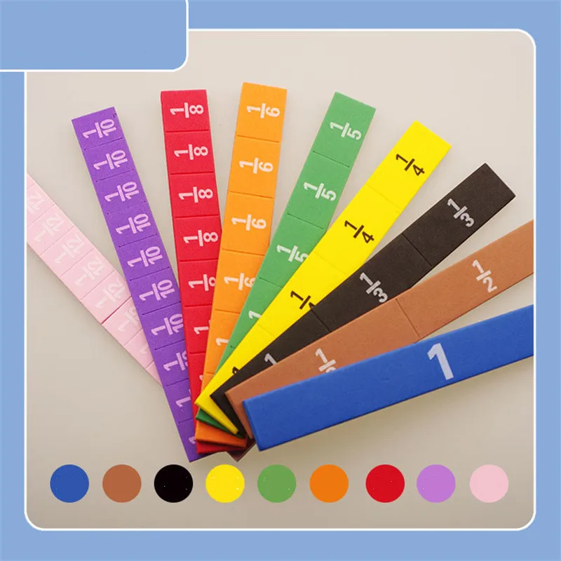 51Pcs EVA Round SquareShaped Fractions Circles Instrument Math Educational Toys Math Learning Tool Student Teaching Gifts